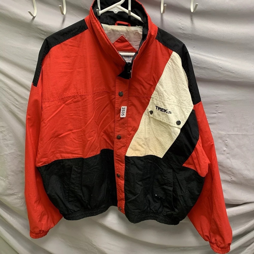 Vintage Trek USA Windbreaker Adult Extra Large Red Long Sleeve Zip Up 90s Men's